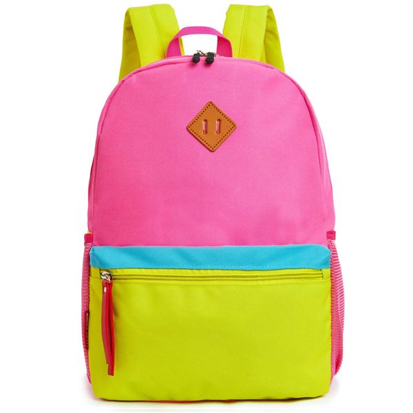 HawLander Little Kids Backpack for Girls, Suit for Per-K and Kindergarten, with Chest Strap, Pink Yellow