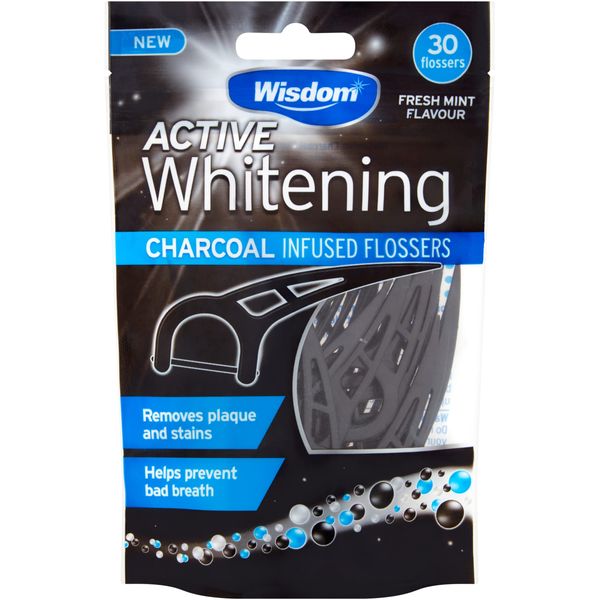 Wisdom Active Whitening - Charcoal Floss Harps (1 pack - 30 flossers)