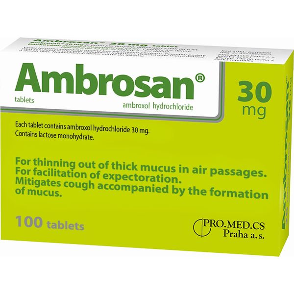 AMBROXOL 30mg, Dry Cough Reliever Tablets, Thins and Loosens Mucus, Expectorant, Mucolytic, Sore Throat & Nerve Pain, Ambroxol Hydrochloride, 100 Tablets