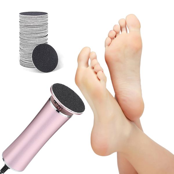 Electric Foot File,Electric Callus Remover for Feet,Rechargeable Foot Sander for Hard Skin Adjustable Speed,with 60 Sandpaper Discs and 1 Cleaning Brush