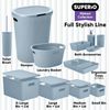Superio 22L Large Ribbed Storage Bin- Plastic Storage Bin (8 Pack, Stone Blue)