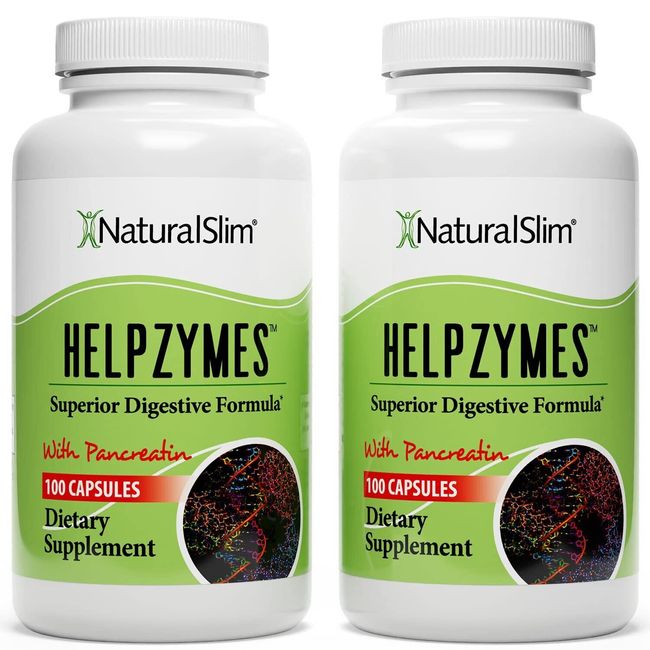 NaturalSlim Helpzymes 2-Pack Digestive Formula - Digestive Enzymes Capsules