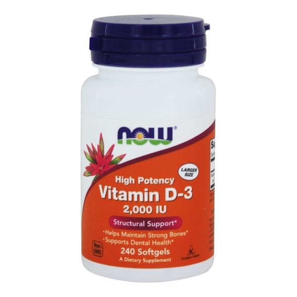 Now Foods, (2 Pack) Vitamin D-3 High Potency, 2,000 IU, 240 Softgels