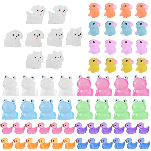 SIMDAO 64pcs Mini Resin Dinosaurs, Luminous Tiny Dinosaur Toys Glow in the Dark Mini Dinosaurs for Birthday Party Miniature Landscape Home Decoration Luminous Mini Dinosaur Resin Figures (A-64)