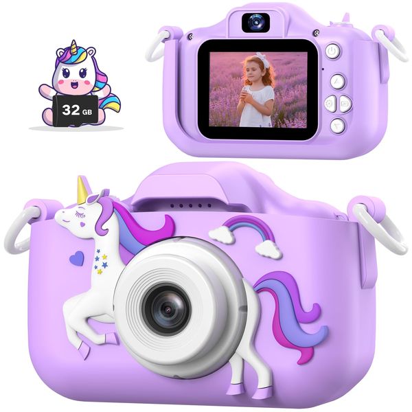 Mgaolo Kids Camera Toys,Children Digital Camera Gift with HD Video for Girls Boys 3-12 Age,Birthday Festival Chritmas Present for 3 4 5 6 7 8 9 Year Old Child (Purple)