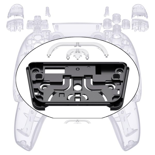 eXtremeRate Replacement Full Set Shell with Buttons Touchpad Cover, Custom Clear Decorative Trim Shell Front Back Plates Compatible with p 5 Controller BDM-030 BDM-040 BDM-050 Models