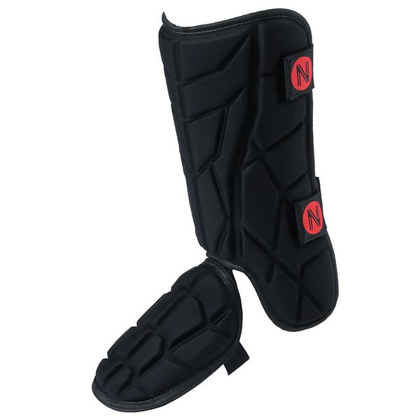 NURIBASE Batter's Leg Guards, Baseball/Softball Leg Guard, Adult & Youth Size - Black Youth