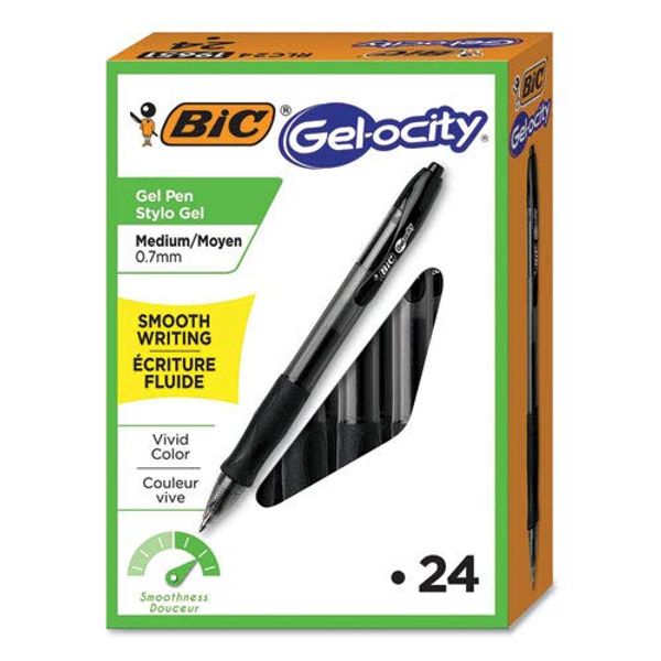 Gel-ocity Retractable Gel Pen, Black Ink, Medium, .7mm, 24/Pack