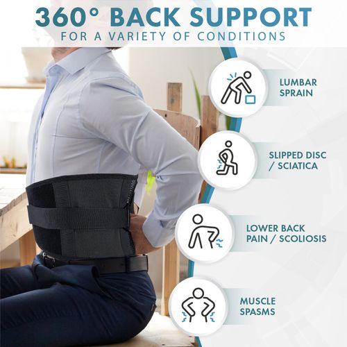 Actesso Advanced Lower Back Support Brace Lumbar Belt Posture corrector - Back Pain Relief (S, Black)