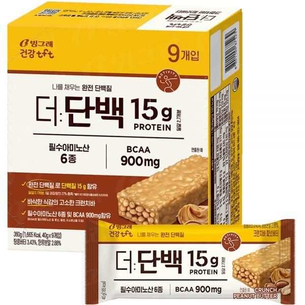 Binggrae tft The Protein Crunch Bar Peanut Butter 9p, 360g, 2ea