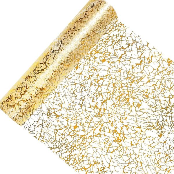 meioro 10M x 28cm Table Runners, Gold DIY Table Runner Roll Polyester Mesh Table Ribbon, Sequin Glitter Metallic Table cloth Table Decorations for Event Party, Wedding, Birthday Party, Christmas