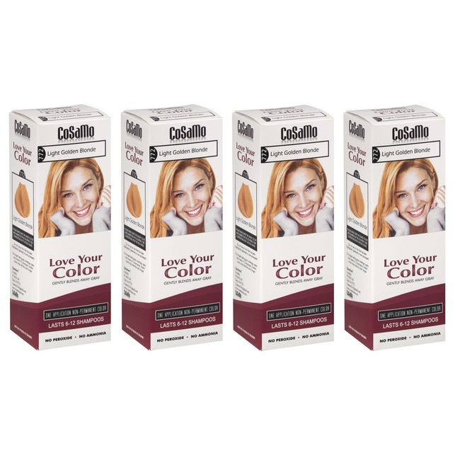 CoSaMo Hair Color #772 Light Golden Blonde, Compares to Loving Care #72 (4 Pack)