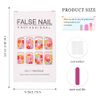 Vatocu Square False Nails Short Rainbow Flowers Press on Nails Summer Fake Nails Acrylic Stick on Nails for Women and Girls (24pcs）