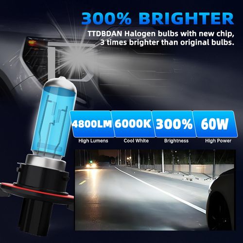 TTDBDAN Halogen Headlights Fit for Ford Explorer 2006-2010 Headlight Bulbs,9008/H13 High/Low Beam + 9145/9140 Fog Light Bright Light Combo,Plug And Play,Pack of 4 (Ford Explorer 2006-2010)