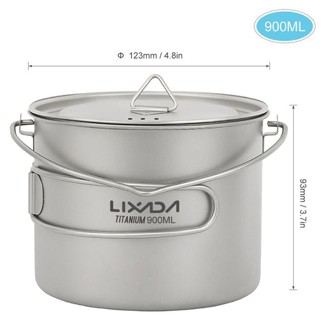 Lixada 1100ml Titanium Fry Pan Ultralight Grill Frying Pan with Folding  Handle for Outdoor Cooking Camping Hiking Backpacking