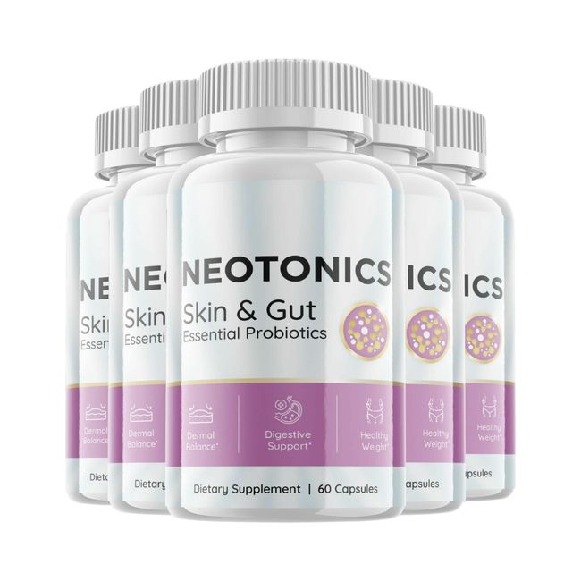 5-Pack Neotonics Skin & Gut Probiotic Pills, Neotonics Skin Gut Heath- 300 Caps