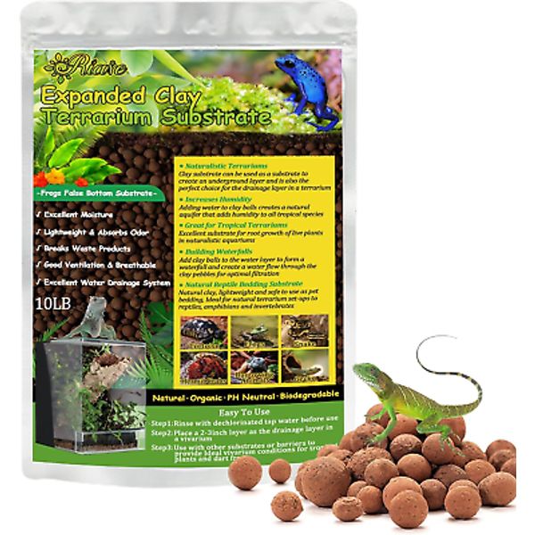 Riare 10LBS Expanded Clay Balls Terrarium Substrate for Reptiles - 100% Organic