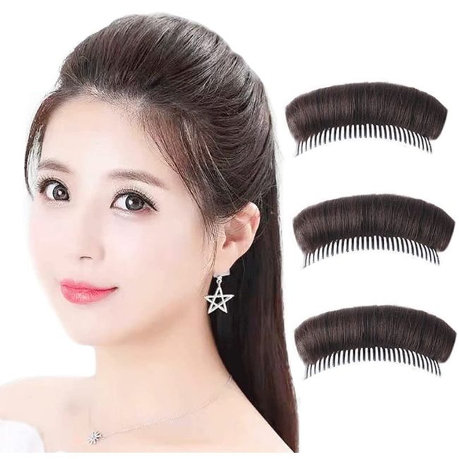 3PCS Hair Bun Invisible False Hair Clip Bump It Up Volume Hair Base Fluffy Hair Pad Styling Insert Tool Volume Increased Pads Fluffy Princess Styling Accessories for Women Girls