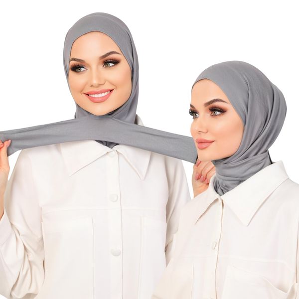 ZOKAK Instant Hijab Turban Headwrap, 10 Pieces Set, Breathable Cotton Blend (grey)