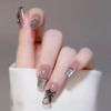 Set of 24 Nail Tip Black Unique Design Trapezoid Style Scandinavian Nail