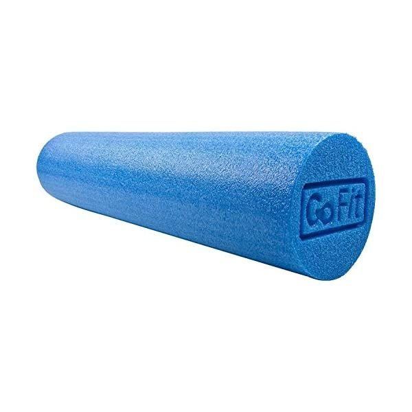 GoFit Foam Roller and Instructions - Muscle Relief Before and After Workouts, Blue, 24"