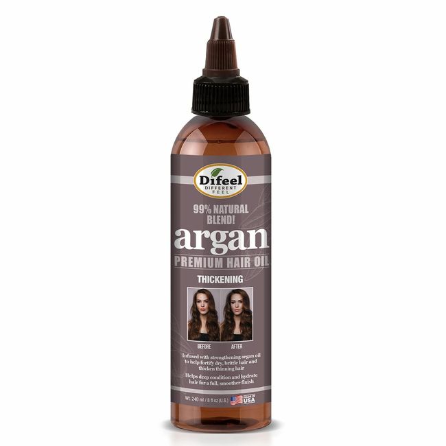 Difeel Premium Natural Hair Oil Blend-  Thickening with Argan Oil 8 oz.