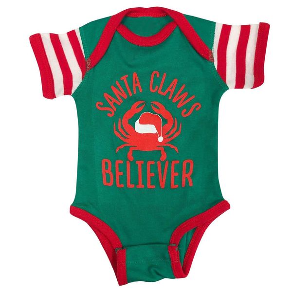 Santa Claws Believer (Green & Red) / Baby Onesie - 12 Months / Green