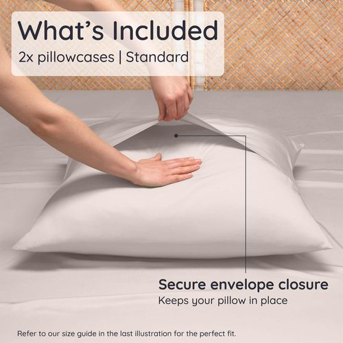 Bambaw 100% Viscose Derived from Bamboo Pillowcase Standard Size – Set of 2 Cooling Pillow Cases with Envelope Closure, Breathable & Soft Pillow Cases Standard Size (Sand)