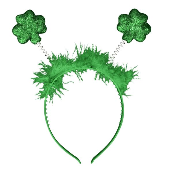 Dohia St. Patrick's Day Headbands Green Shamrock Clover Headbands Hats Sequin Head Boppers Green Hair Accessory D1-SYCTG (Shamrock)