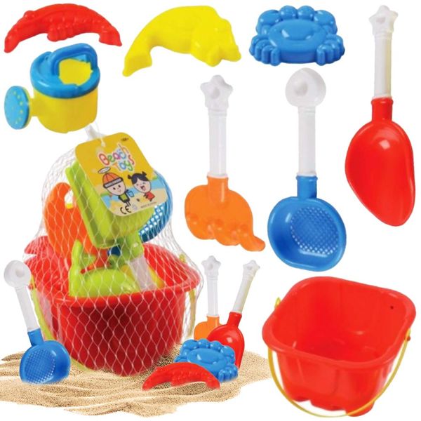 ArtCreativity Sand Castle Bucket Set, 8 Piece Set, Includes1 Bucket, 3 Molds, 2 Shovels, 1 Rake & 1 Water Pot, Fun Summer Beach Toys for Kids, Children’s Beach Toys, Great Birthday Gift