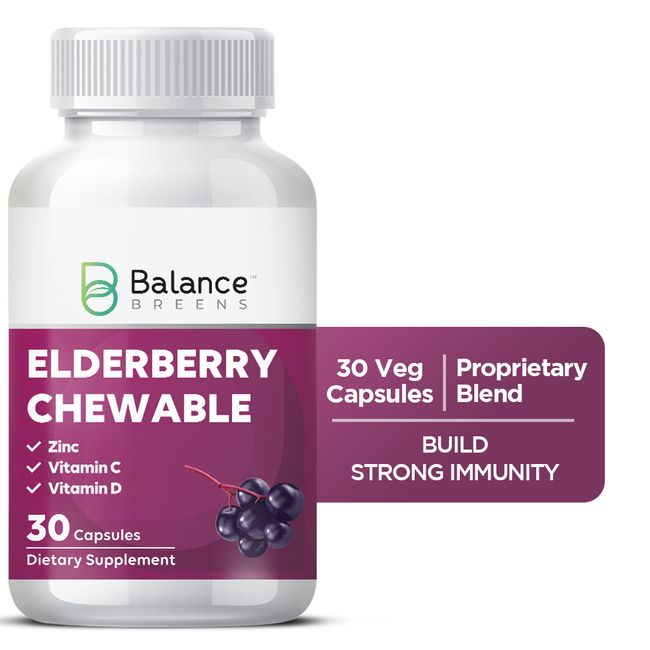 Balance Breens Elderberry Chewable Natural Stevia Vitamins - Stronger Immunity