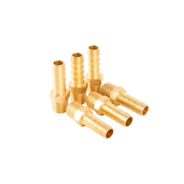 SUNGATOR 6-Pack Air Hose Fittings, 1/4" NPT to 3/8" Barb, Hose Barb Adapter, Brass Pipe Fittings Male Threaded End