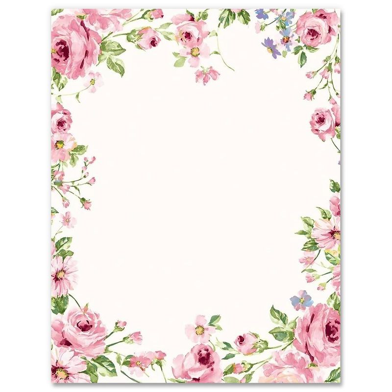 60 Sheets Floral Stationery Letterhead Paper Pink Flower Blossom Letter ...