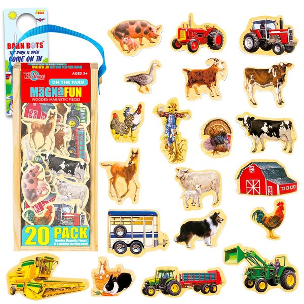 Refrigerator Magnets for Kids - Bundle with 20 Farm Animal Fridge Magnets for Toddlers, Kids Learning Developmental Toys | Animal Magnetic Toys for Boys, Girls