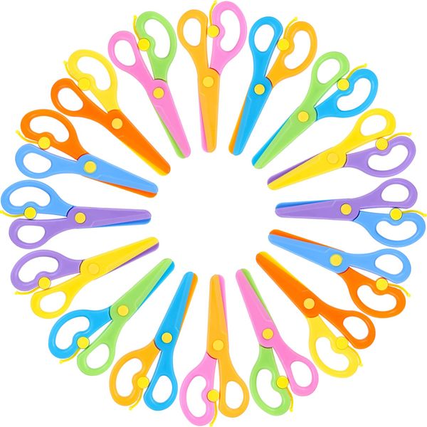 LovesTown 16PCS Preschool Training Scissors, Plastic Children Safety Learning Scissors Pre-School Safety Scissors Art Craft Scissors