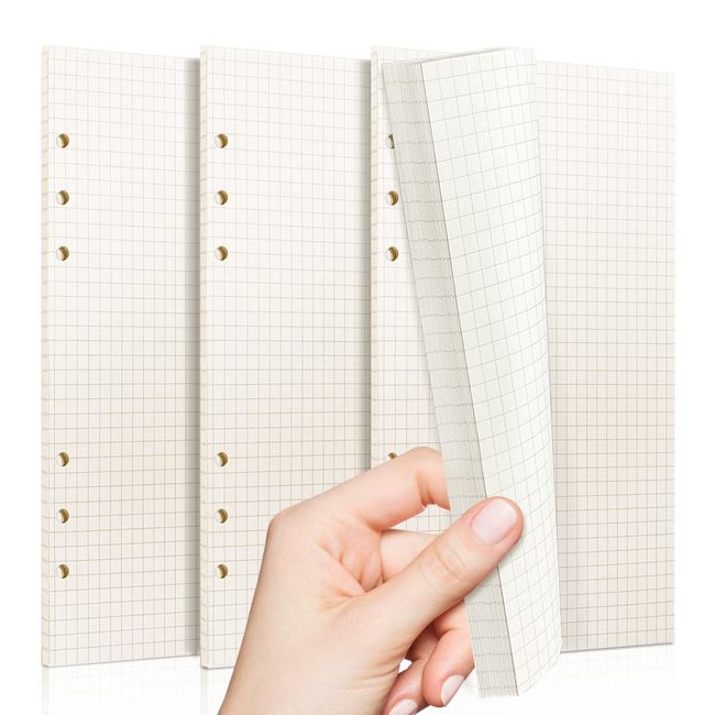 A6 Nachfüllpapier, 3 Pack Nachfüllbar Notizpapier, Karierte, 6 Löcher Refill Leeres Papier, Ordnerfüllpapier 135 Blatt 270 Seiten für 6-Ring-Portfolio, A6 Ordner Notizen Organizer Planer