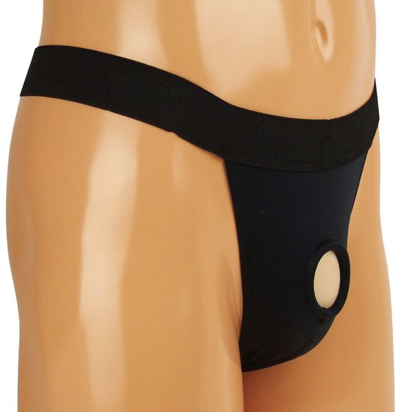 Built-in Silicone Ring, Thick Rubber T-back, Black