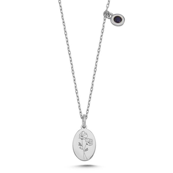 Tiny Birth Flower & Birthstone Necklace – A Timeless Keepsake (Silver, 18")