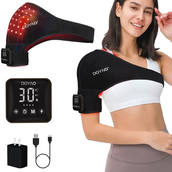 DGYAO Cordless Shoulder Wrap Pad Near Infrared Red Light Therapy For Pain Relief