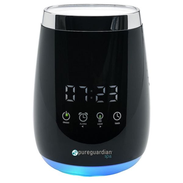 PureGuardian Guardian Technologies Diffuser for Essential Oils, Ultrasonic, Cool Mist, Aromatherapy Creates Relaxing Environment, Optional Night light, Alarm Clock, Timer, Up to 5-8 hours, SPA260