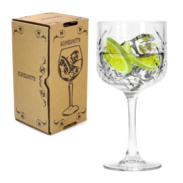 Ginsanity 20oz / 550ml Roaring 20's Vintage Gin & Tonic Balloon Copa Glass Cocktail (Vintage Copa Gin Glass)