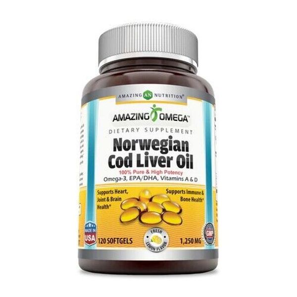 Amazing Omega Norwegian Cod Liver Oil Fresh Lemon 120 S