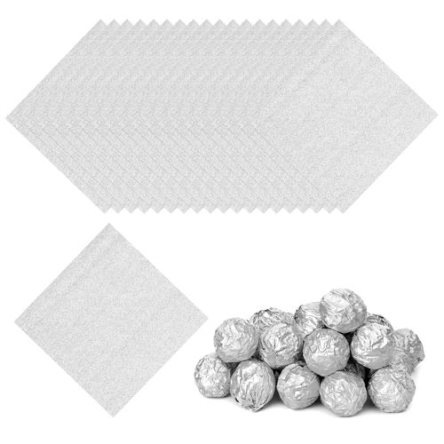PATIKIL Foil Candy Wrappers 5x5 Inch, 200 Pcs Square Orange Pattern Aluminium Foil Candy Wrapping Paper for DIY Chocolate Candies Packaging Decoration, Silver