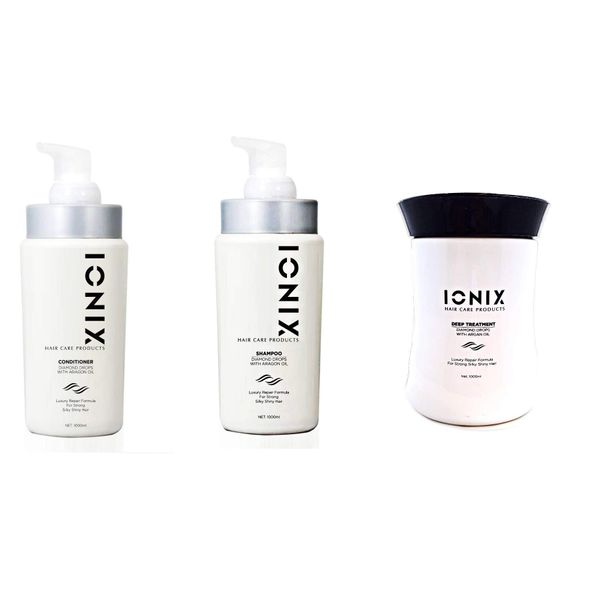 ISO Beauty Ionix Black Diamond Organic Shampoo,Conditioner & Deep Treatment Hair Mask With Argan Oil SET (1000ml each) Special Repair Formula