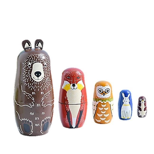 ST TS Matryoshka Matryoshka Doll Handmade Scandinavian Animal Traditional Wooden Cute Decorative Miscellaneous Goods Home Decor 6 Years Old