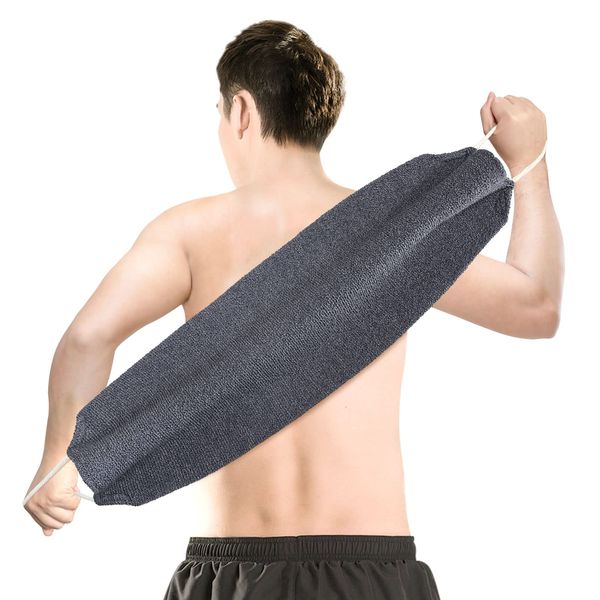 Dreamy Body Towel, Men's, Super Firm, Back Acne, Body Wash, Foaming, Stain Removal, Body Wash, For Bathing, Durable, Men's Skin, Surprisingly Fresh, Approx. 8.3 x 20.5 inches (21 x 52 cm), Charcoal Gray, 1 Piece