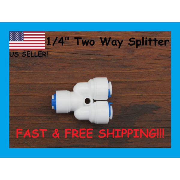 1/4" Two Way Y Splitter for Reverse Osmosis (RO) Water Purification Systems