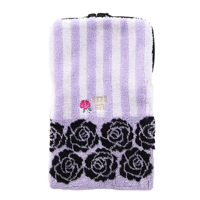 ANNA SUI 109623-0002-01 Rose Pattern Pet Bottle Towel (Purple) [100% Cotton] Zipper Case for Women