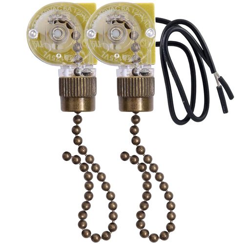 Akahttbn Ceiling Fan Light Switch Zing Ear ZE-109 Two-Wire Light Switch with Pull Cords for Ceiling Light Fans Lamps and Wall Lights Pull Chain Switch Control Replacement On-Off,2 Pcs Bronze