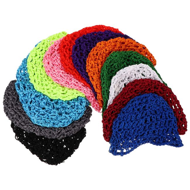 Beaupretty Braided Wigs 12pcs Mesh Crochet Hair Net Cap Snood Hat Thick Short Women Hairnet Snood Cover for Sleeping (Mixed Color) Short Hair Wigs